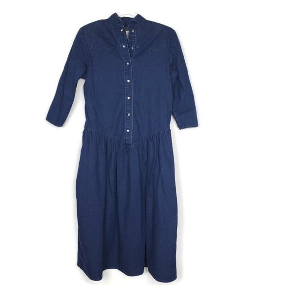 Vintage Dresses & Skirts - Vintage Trego's Westward pearl snap denim dress